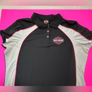 Harley-Davidson Sauk City, WI Short Sleeve Black, White & Pink Women's Top